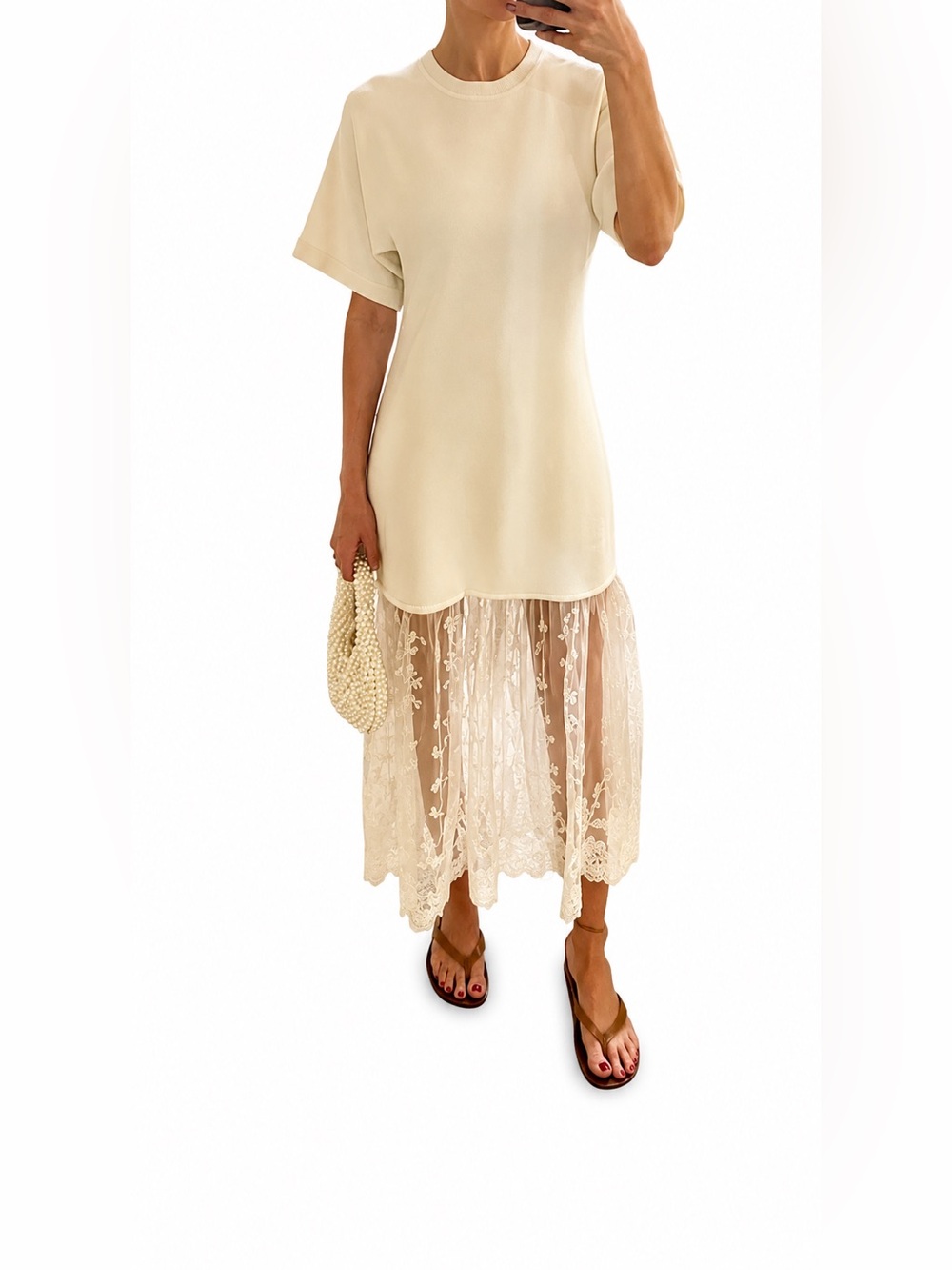 Sea Exclusive Diane Lace-Trimmed Knit Midi Dress - size S - Picture 8 of 8